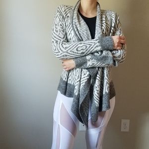 Grey & White Oversized Cozy Blanket Wrap Cardigan